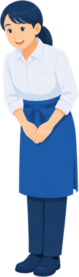 おじぎをしている担当者のイラスト